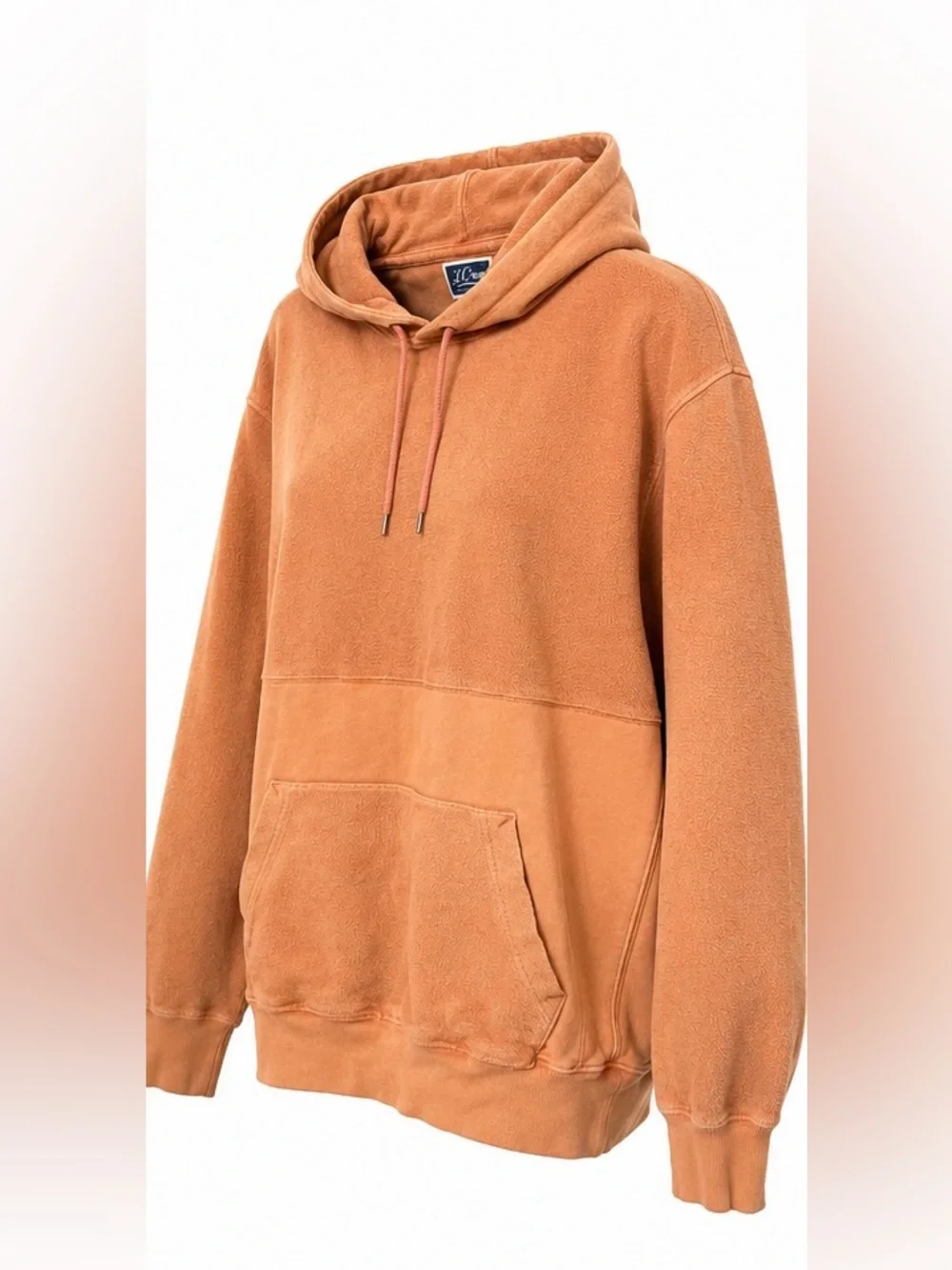 J. Crew Knit Goods Hooded Sweatshirt Peach Heavyweight Cotton Hoodie Pullover, L